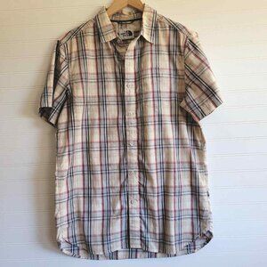 The North Face Shirt Mens Medium Plaid Short Sleeve Cotton Blend